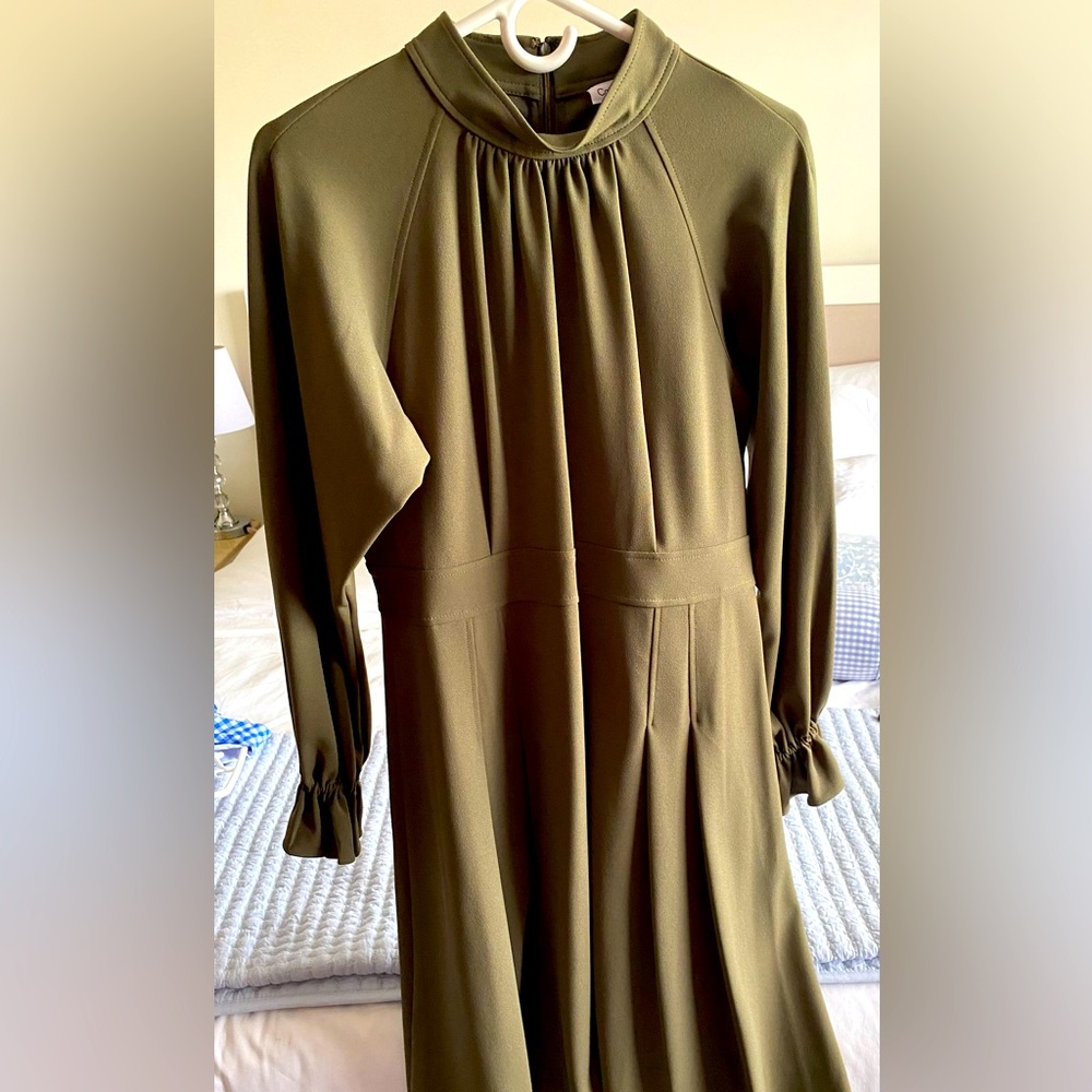 NEW Calvin Klein Mock Midi Neck Midi Dress.